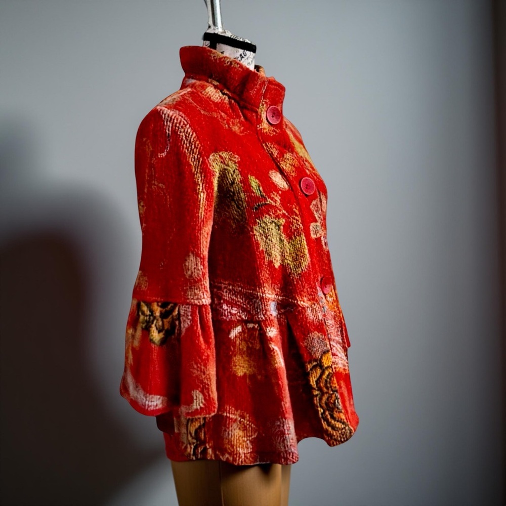 Damee Inc. Artful Textured Cardigan – Red Multi (Size Small) - Picture 4 of 13